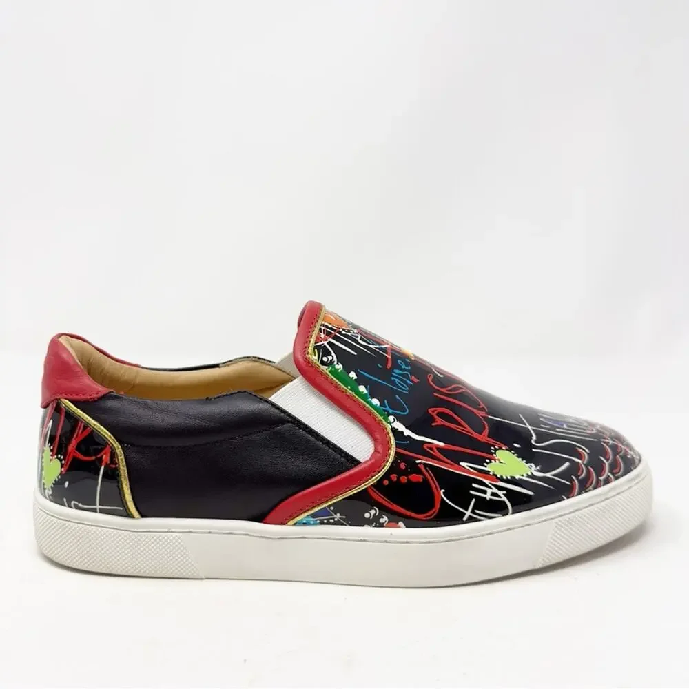 Christian Louboutin Masteralta Loubitag Patent Slip On Sneakers Womens Size 37.5